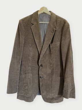 Oleg Cassini Corduroy Sport Coat Suede Elbow Patches 42R Brown